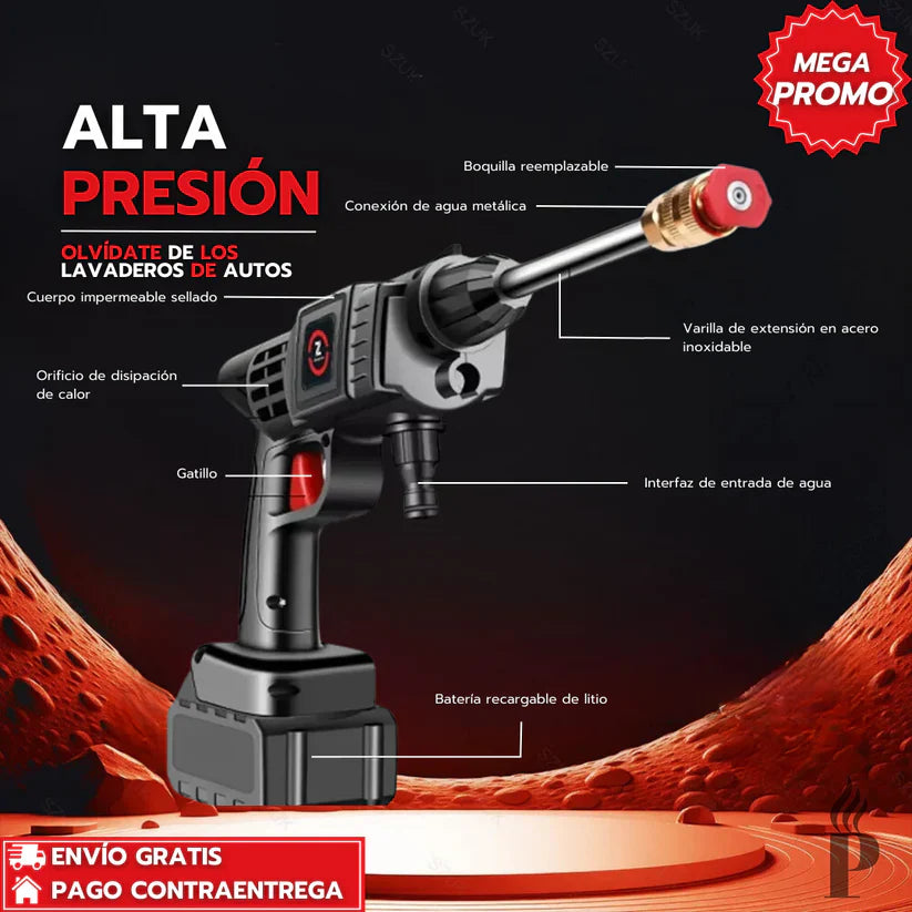 Hydro-Max Pro™: Hidrolavadora Portátil Inalámbrica Con 2 Baterías Recargables